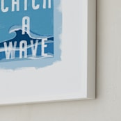 "Cowabunga!" - Art Print in Sky Blue by Kerry Doyle - Frame Close-up