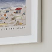 "Day at the Beach" - Art Print in Sand by Britt Mills - Frame Close-up