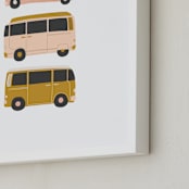 "Vintage Van Crew" - Art Print in Dusty Rose by Alicia Schultz - Frame Close-up