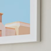 "Pastel Desert Archiecture" - Art Print in Summer Blue by Lisa Sundin - Frame Close-up