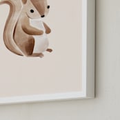 "Baby Squirrel" - Art Print in Beige by Vivian Yiwing - Frame Close-up