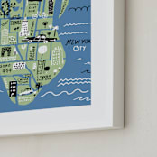 "I love New York" - Art Print in Ocean Blue by Jordan Sondler - Frame Close-up