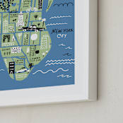 "I love New York" - Art Print in Ocean Blue by Jordan Sondler - Frame Close-up