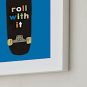"roll with it" - Art Print in blue by Baumbirdy - Frame Close-up