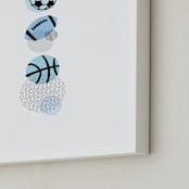 "Pop Art Sports" - Art Print in Periwinkle by Jessie Steury - Frame Close-up