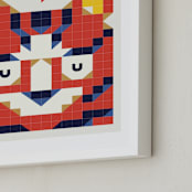 "Tigronometry" - Art Print in Tiger Orange by Masha Zimovich - Frame Close-up