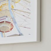 "Puyallup Merry Go Round" - Art Print in Colorful Sky by Sharon Rowan - Frame Close-up