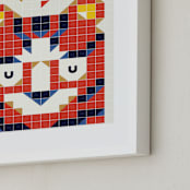 "Tigronometry" - Art Print in Tiger Orange by Masha Zimovich - Frame Close-up
