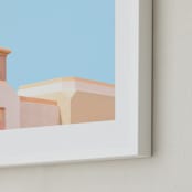 "Pastel Desert Archiecture" - Art Print in Summer Blue by Lisa Sundin - Frame Close-up