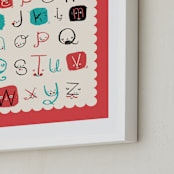 "Alphabet Friends" - Art Print in Red by ERAY - Frame Close-up