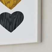 "Wood Grain Hearts" - Art Print in Amber by Max and Bunny - Frame Close-up