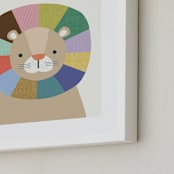 "Quilted Lion" - Art Print in Rainbow by Kelly Watkins - Frame Close-up