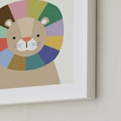 "Quilted Lion" - Art Print in Rainbow by Kelly Watkins - Frame Close-up
