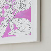 "Lush Botanical Gallery II" - Art Print in Violet Pink Azalea by Lise Gulassa - Frame Close-up