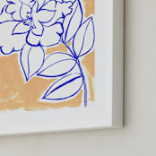 "Lush Botanical Gallery I" - Art Print in Peach by Lise Gulassa - Frame Close-up