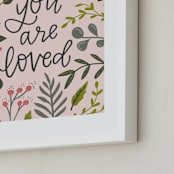 "You Are Loved - Floral" - Art Print in Blush Pink by Alexa Zurcher - Frame Close-up