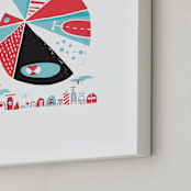 "Glink Glunk" - Art Print in Cherry by ERAY - Frame Close-up
