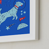 "Space Pup" - Art Print in Celestial by Kristin Mastoras - Frame Close-up
