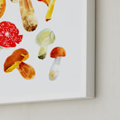 "Forest mushrooms" - Art Print in Fox orange by Alexandra Dzh - Frame Close-up