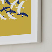 "Fiep's Flock" - Art Print in Canary Yellow by Jenna Skead - Frame Close-up