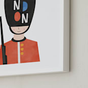 "Royal Guard" - Art Print in Royal Red by Nazia Hyder - Frame Close-up