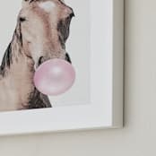 "Bubblegum: Horse" - Art Print in bubblegum pink by Maja Cunningham - Frame Close-up