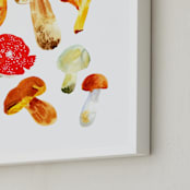 "Forest mushrooms" - Art Print in Fox orange by Alexandra Dzh - Frame Close-up