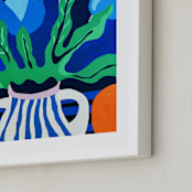"Palette of Petals" - Art Print in Cobalt Blue by Roochita Chachra - Frame Close-up