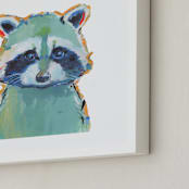 "Mr. Raccoon" - Art Print in Teal by Makewells - Frame Close-up