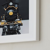"All Aboard!" - Art Print in railway black by Alicia Abla - Frame Close-up