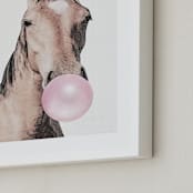 "Bubblegum: Horse" - Art Print in bubblegum pink by Maja Cunningham - Frame Close-up