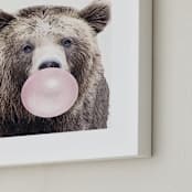 "Bubblegum: Bear" - Art Print in bubblegum pink by Maja Cunningham - Frame Close-up