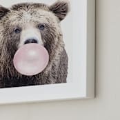 "Bubblegum: Bear" - Art Print in bubblegum pink by Maja Cunningham - Frame Close-up