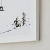 "skier" - Art Print in freestyle blue by Alicia Abla - Frame Close-up