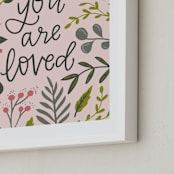 "You Are Loved - Floral" - Art Print in Blush Pink by Alexa Zurcher - Frame Close-up