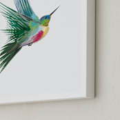 "hummingbird" - Art Print in Turqoise Green by Sara Shashani - Frame Close-up