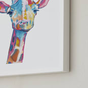 "Mr. Giraffe" - Art Print in Cotton Candy by Makewells - Frame Close-up