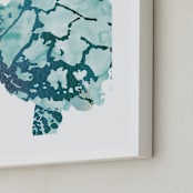 "Tropical Sea Turtle" - Art Print in Caribbean by Shirley Browning - Frame Close-up
