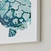 "Tropical Sea Turtle" - Art Print in Caribbean by Shirley Browning - Frame Close-up