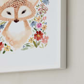 "Sweet Floral Fox" - Art Print in Latte by Sara Berrenson - Frame Close-up