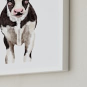 "Baby Animal Ox" - Art Print in Dark Chocolate by Cass Loh - Frame Close-up