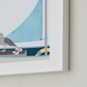 "Little Sailor" - Art Print in light blue by Kanika Mathur - Frame Close-up