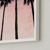 "Palm trees & pink skies" - Art Print in Blush Sky by Dawn Smith - Frame Close-up