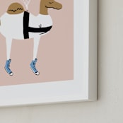 "Float On, Camel" - Art Print in Desert Sand by Ali Macdonald - Frame Close-up
