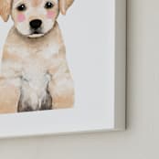 "Baby Labrador" - Art Print in yellow by Cass Loh - Frame Close-up