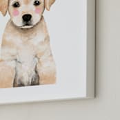 "Baby Labrador" - Art Print in yellow by Cass Loh - Frame Close-up