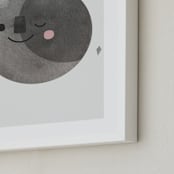 "A Happy Moon" - Art Print in Grey by Mollie Bohannon - Frame Close-up