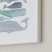 "Blue Whales" - Art Print in Aqua by Kelsey Carlson - Frame Close-up