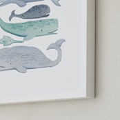 "Blue Whales" - Art Print in Aqua by Kelsey Carlson - Frame Close-up