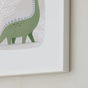 "Happy Dino" - Art Print in Green by Karidy Walker - Frame Close-up